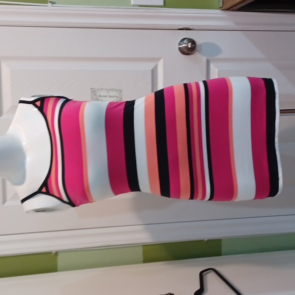 Derek Heart XL stretch spaghetti Strap Striped Mini Dress - Picture 1 of 7
